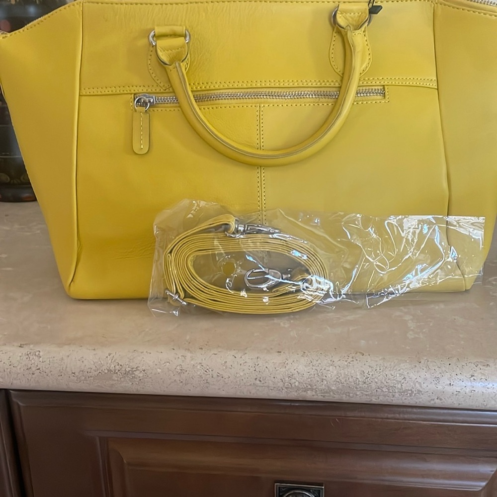 Vibrant Yellow Tote with Artistic Floral Design - Picture 3 of 3